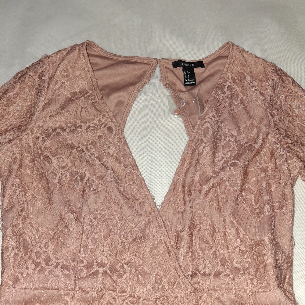 Forever 21 Women's Blush Lace Jumpsuit